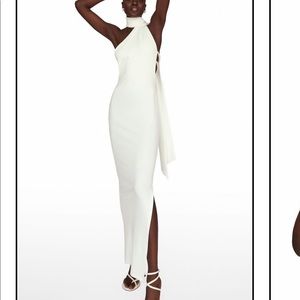 New Khanum’s White Neck Scarf Pearl Back Dress Size xl